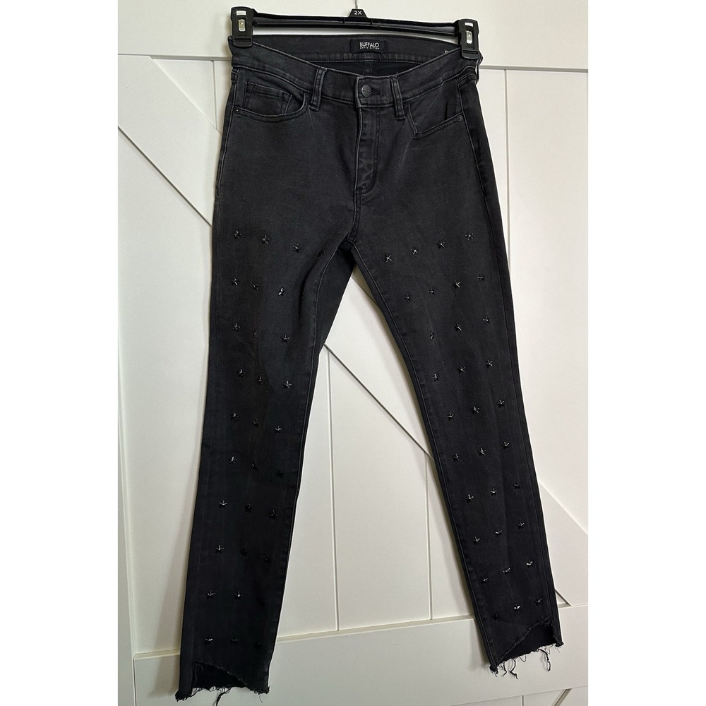 Buffalo David Bitton Faith Jeans Women Size 4/27 Black Star Embellished Mid Rise - Picture 3 of 7